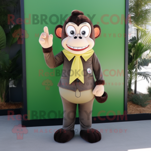 Olive Monkey mascot costume character dressed with a Suit Pants and Rings