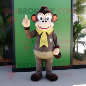 Olive Monkey mascot costume character dressed with a Suit Pants and Rings