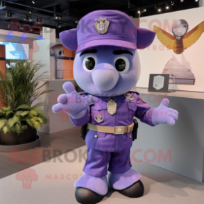 Lavender Air Force Soldier mascot costume character dressed with a Polo Tee and Necklaces