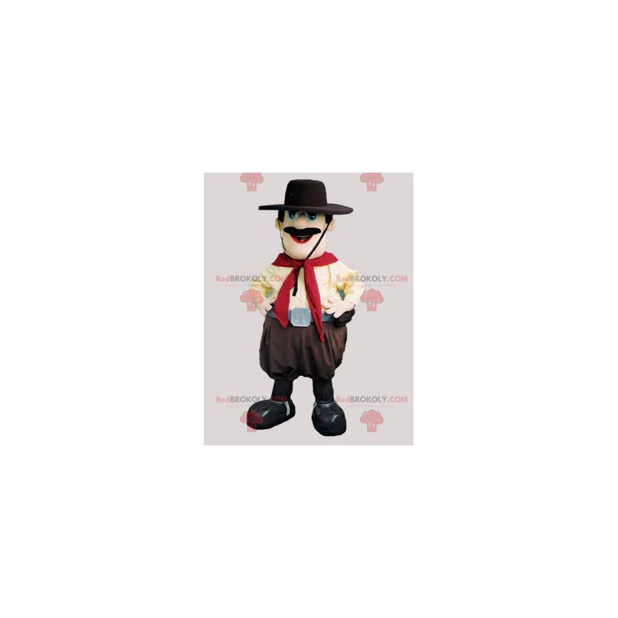Mustached cowboy mascot with a hat - Redbrokoly.com