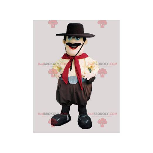 Mascotte cowboy baffuto con un cappello - Redbrokoly.com