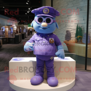 Lavender Air Force Soldier mascot costume character dressed with a Polo Tee and Necklaces