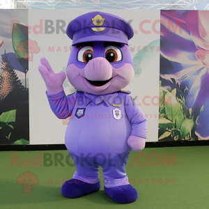 Lavender Air Force Soldier mascot costume character dressed with a Polo Tee and Necklaces