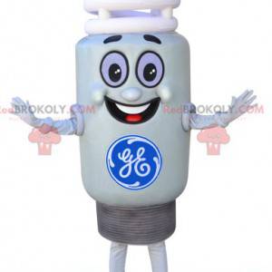 Mascotte d'ampoule blanche géante et souriante - Redbrokoly.com