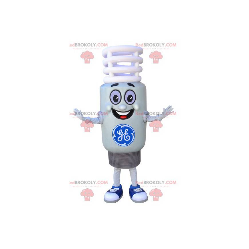 Mascota bombilla blanca gigante y sonriente - Redbrokoly.com Mascota bombilla blanca gigante y sonriente - Redbrokoly.com