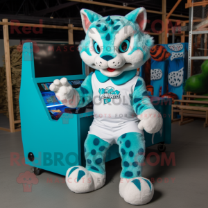 Turquoise Bobcat mascotte...