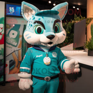 Turquoise Bobcat mascotte...