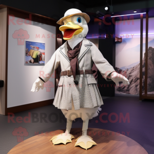 nan Muscovy Duck mascot costume character dressed with a Culottes and Ties