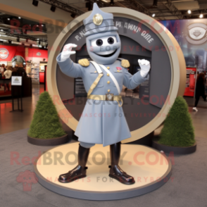 Gray Soldier mascot costume character dressed with a Circle Skirt and Bracelet watches