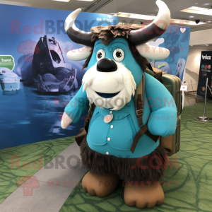 Cyan Yak mascotte kostuum...