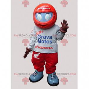 Mascote do motociclista com capacete e luvas - Redbrokoly.com