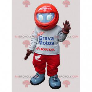 Motorcykelryttermaskot med hjelm og handsker - Redbrokoly.com