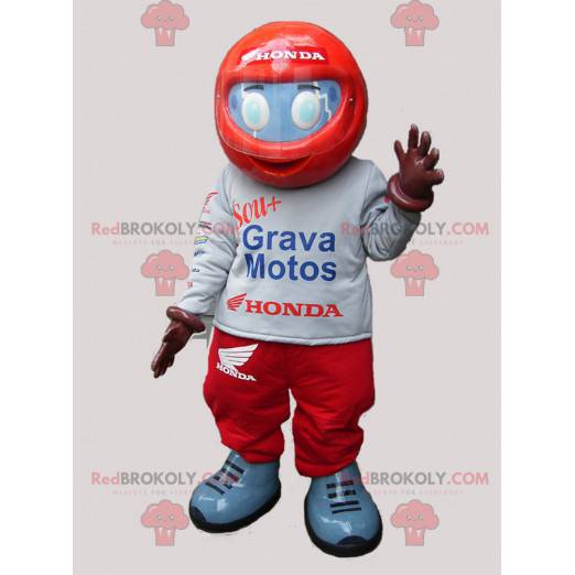 Motorcykelryttermaskot med hjelm og handsker - Redbrokoly.com