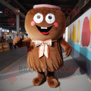 Brown Candy mascot costume character dressed with a Corduroy Pants and Ties