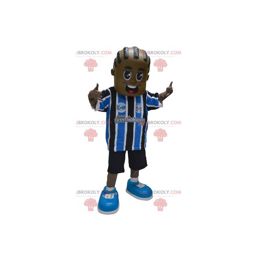 Mascota de niño afroamericano en ropa deportiva - Redbrokoly.com