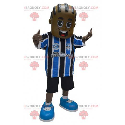 Mascota de niño afroamericano en ropa deportiva - Redbrokoly.com