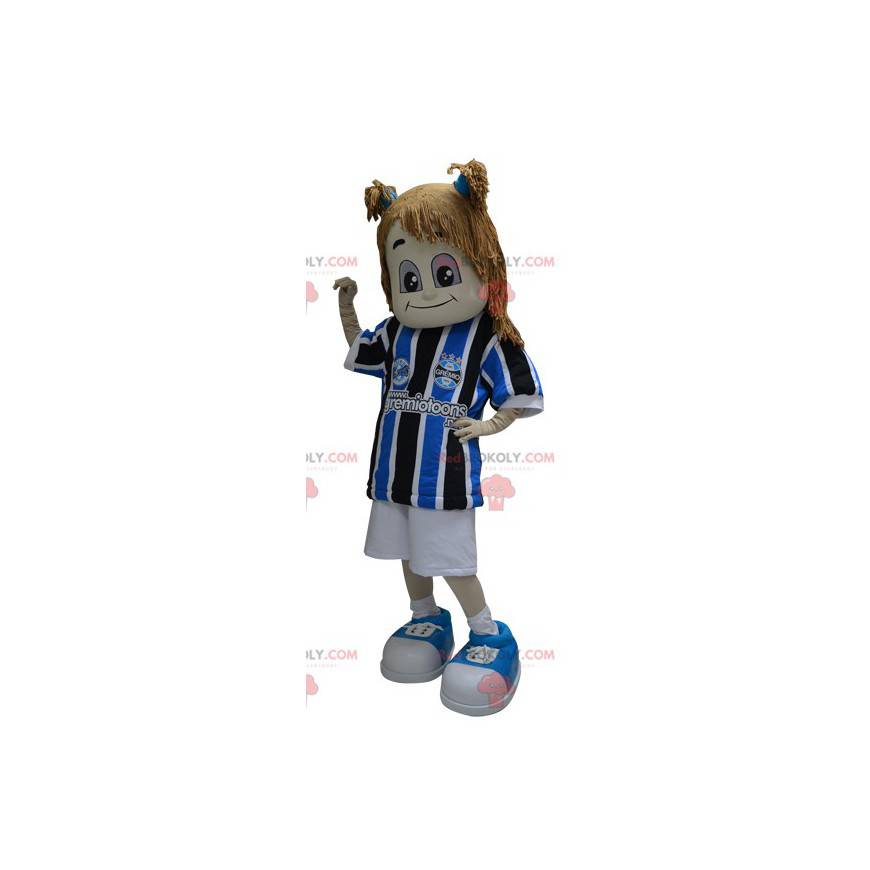 Menina mascote vestida com roupas esportivas - Redbrokoly.com