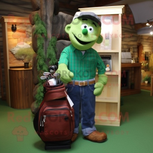 Forest Green Golf Bag mascot costume character dressed with a Chambray Shirt and Cufflinks