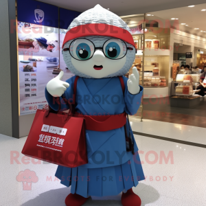 nan Pho mascot costume character dressed with a Culottes and Messenger bags