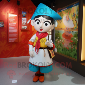 nan Pho mascot costume character dressed with a Culottes and Messenger bags