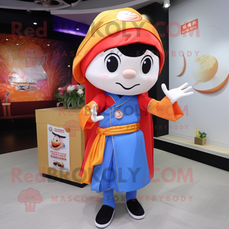 nan Pho mascot costume character dressed with a Culottes and Messenger bags nan Pho mascot costume character dressed with a Culottes and Messenger bags