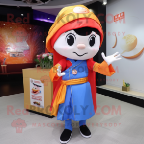 nan Pho mascot costume character dressed with a Culottes and Messenger bags