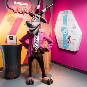 Magenta Okapi mascot costume character dressed with a Blazer and Cummerbunds