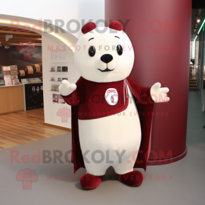 Maroon Ermine mascot costume character dressed with a Trousers and Keychains