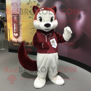 Maroon Ermine mascot costume character dressed with a Trousers and Keychains