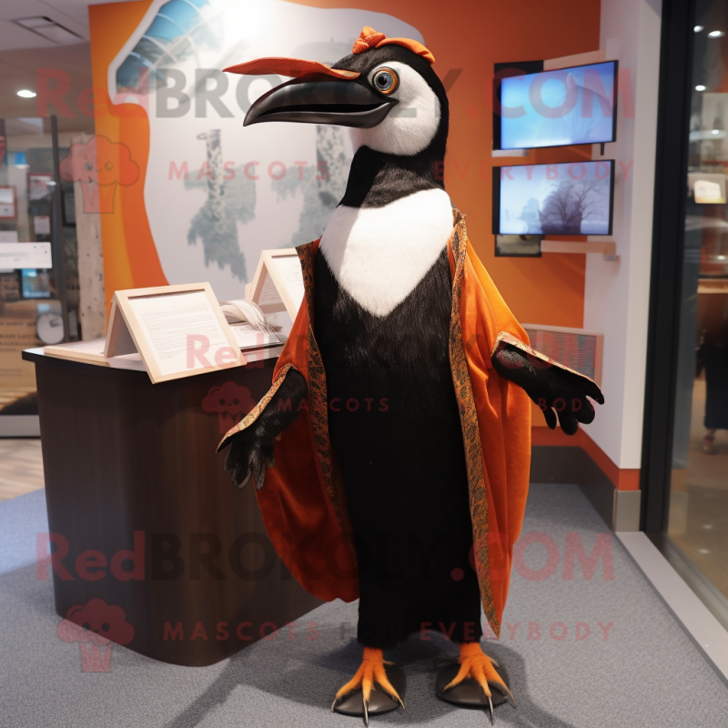 Rust Woodpecker mascot costume character dressed with a Tuxedo and Shawls Rust Woodpecker mascot costume character dressed with a Tuxedo and Shawls