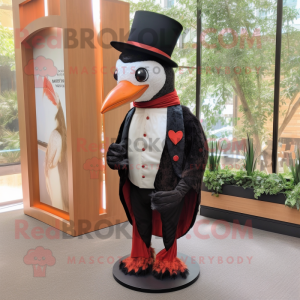 Rust Woodpecker mascot costume character dressed with a Tuxedo and Shawls