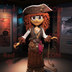 Rust Pirate mascot costume character dressed with a Sheath Dress and Necklaces
