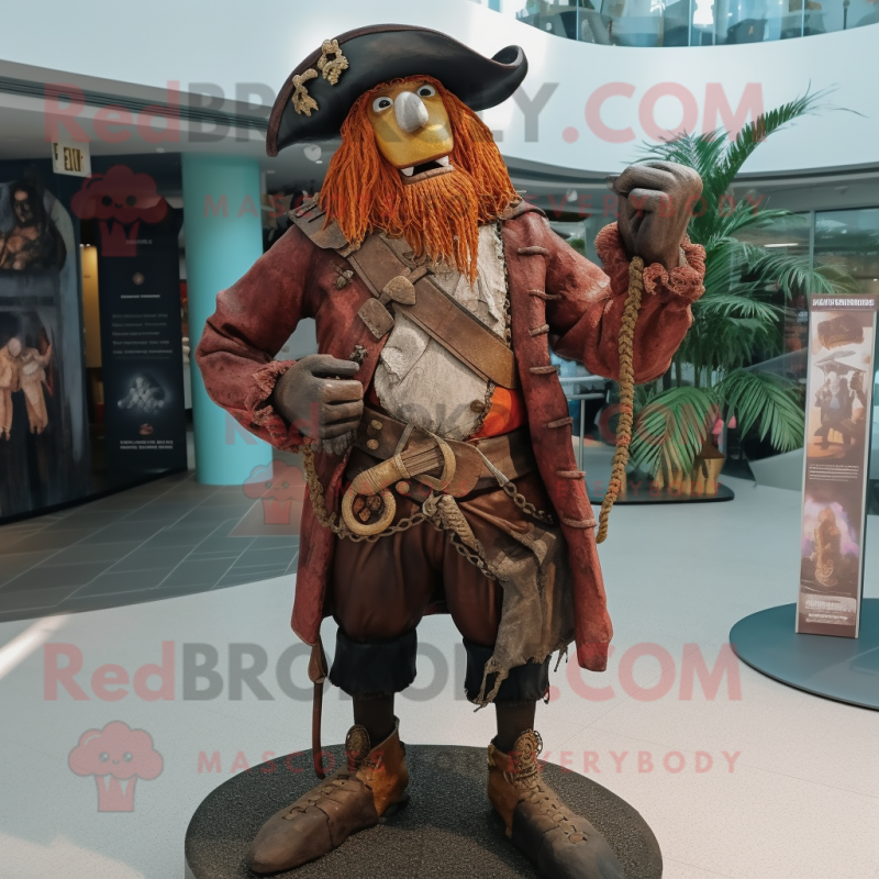 Rust Pirate mascot costume character dressed with a Sheath Dress and Necklaces Rust Pirate mascot costume character dressed with a Sheath Dress and Necklaces