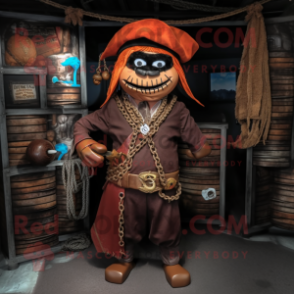 Rust Pirate mascot costume character dressed with a Sheath Dress and Necklaces