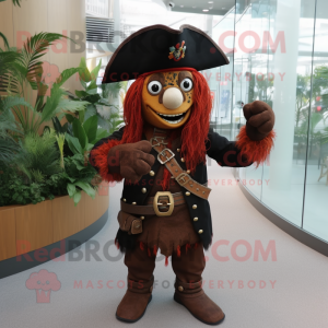 Rust Pirate mascot costume character dressed with a Sheath Dress and Necklaces