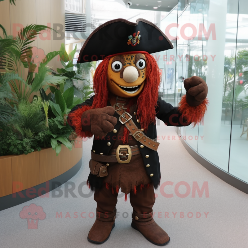 Rust Pirate mascot costume character dressed with a Sheath Dress and Necklaces Rust Pirate mascot costume character dressed with a Sheath Dress and Necklaces