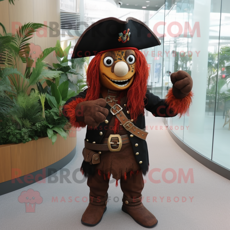 Rust Pirate mascot costume character dressed with a Sheath Dress and Necklaces