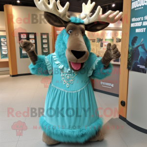 Teal Moose mascotte kostuum...