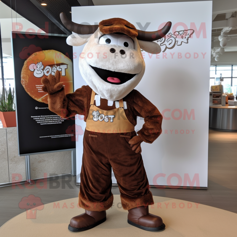Rust Beef Stroganoff mascot costume character dressed with a Jumpsuit and Suspenders Rust Beef Stroganoff mascot costume character dressed with a Jumpsuit and Suspenders