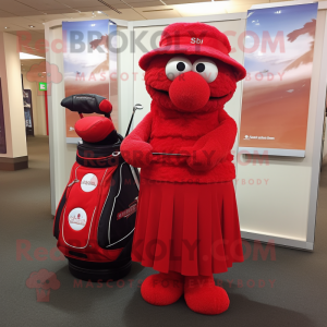 Röd Golf Bag maskot kostym...