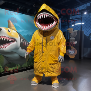 Gouden Megalodon mascotte...