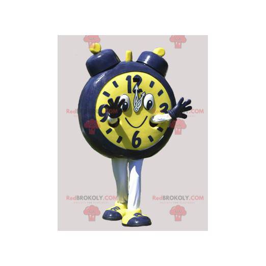 Mascotte de réveil jaune et noir géant. Mascotte d'horloge -