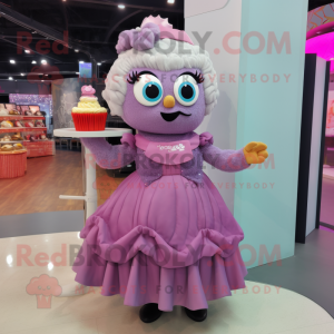 nan Cupcake mascot costume character dressed with a Evening Gown and Brooches