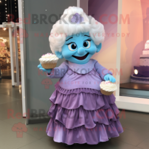 nan Cupcake mascot costume character dressed with a Evening Gown and Brooches