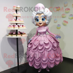 nan Cupcake mascot costume character dressed with a Evening Gown and Brooches