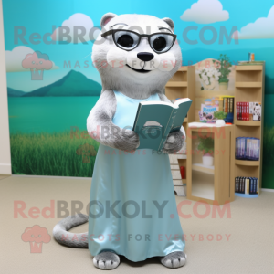 Silver Otter maskot kostume...