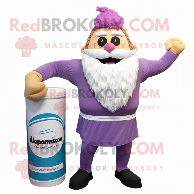 Lavender Strongman mascot costume character dressed with a Maxi Dress and Headbands Lavender Strongman mascot costume character dressed with a Maxi Dress and Headbands