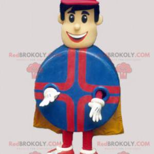 Super hjälte man maskot med en rund kropp - Redbrokoly.com