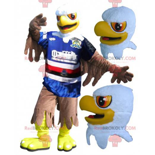 Maskottchen gelber weißer und brauner Adler in Sportbekleidung