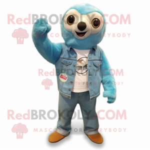 Cyan Sloth mascotte kostuum...